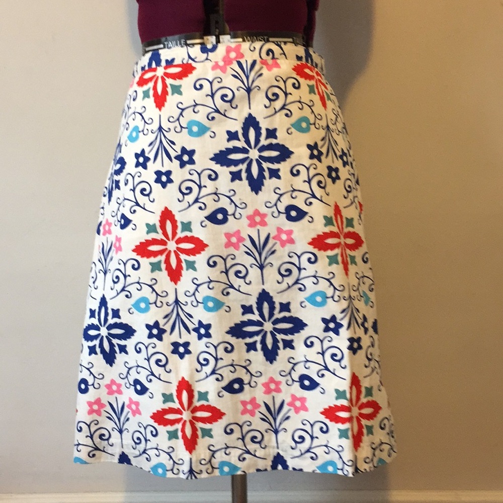 Boden printed cotton A-line skirt